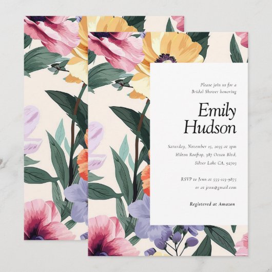 Spring Summer Floral Bridal Shower Kaart (Voorkant / Achterkant)