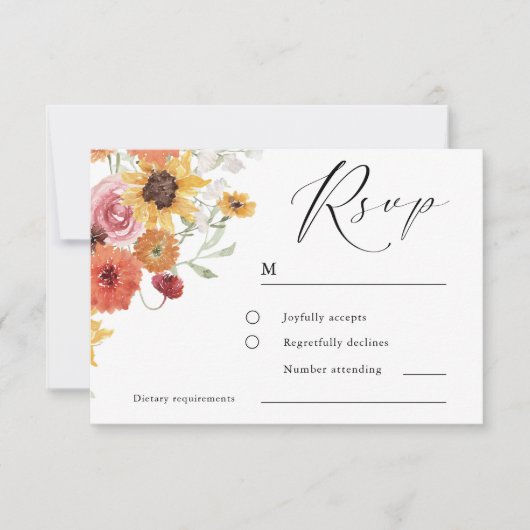 Spring & Summer Floral Modern Wedding RSVP Kaartje (Voorkant)