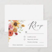 Spring & Summer Floral Modern Wedding RSVP Kaartje (Voorkant / Achterkant)