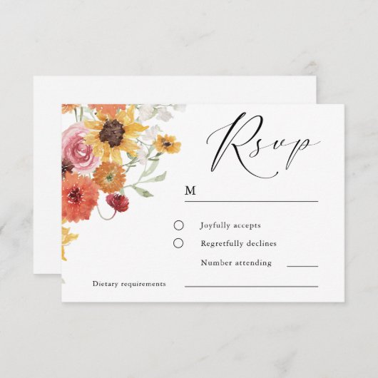 Spring & Summer Floral Modern Wedding RSVP Kaartje (Voorkant / Achterkant)