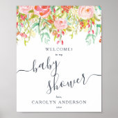 Spring Summer Floral | Welkomstteken Baby shower Poster (Voorkant)