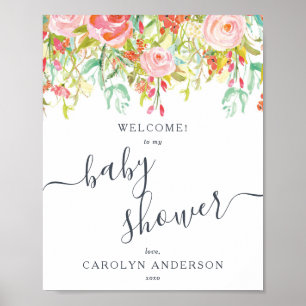 Spring Summer Floral   Welkomstteken Baby shower Poster