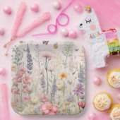 Spring Summer Garden Waterverf Flowers Butterfly Papieren Bordje (Feest)