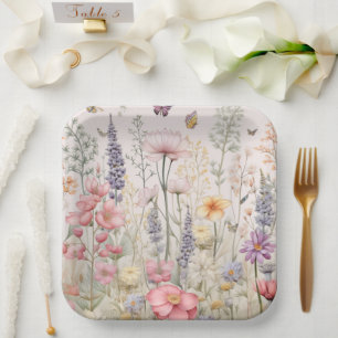 Spring Summer Garden Waterverf Flowers Butterfly Papieren Bordje