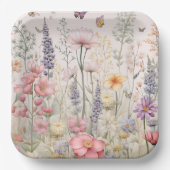 Spring Summer Garden Waterverf Flowers Butterfly Papieren Bordje (Voorkant)