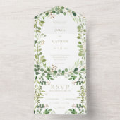 Spring Summer Greenery All in One Wedding Invite Uitnodiging (Binnen)