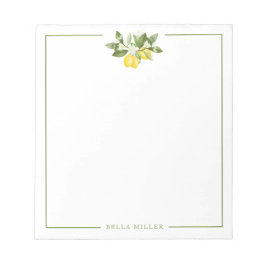 Spring Summer Lemon Floral Branch Stationery Notitieblok