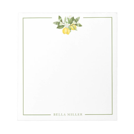 Spring Summer Lemon Floral Branch Stationery Notitieblok (Voorkant)