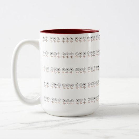 Spring Summer Minimalist Flower Tweekleurige Koffiemok (Links)