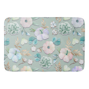 Spring Summer Munt Green Gold Lialc Pink Floral Badmat