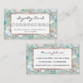 Spring Summer Munt Green Gold Lialc Pink Floral Klantenkaartje (Voorkant / Achterkant)