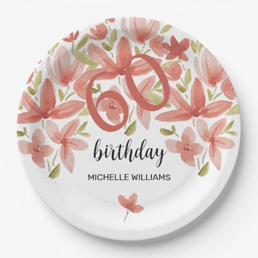 Spring Summer Vibrant Garden Waterverf Bloemen Papieren Bordje (Voorkant)