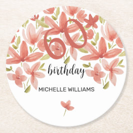 Spring Summer Vibrant Garden Waterverf Bloemen Ronde Kartonnen Onderzetter