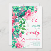 Spring Summer Watercolor Floral 70th Birthday Kaart (Voorkant)