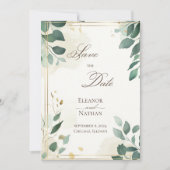 Spring Summer Wedding Green Leaves Save the Date Kaart (Voorkant)