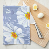 Spring Summer White Flower Blue Pattern Theedoek (Quarter Fold)