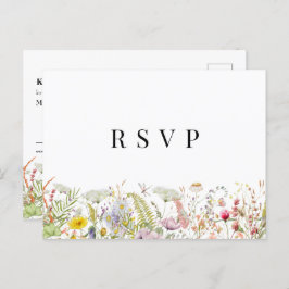 Spring Summer Wildflower Beige Boho RSVP Briefkaart