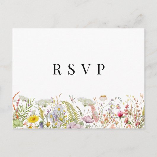 Spring Summer Wildflower Beige Boho RSVP Briefkaart (Voorkant)