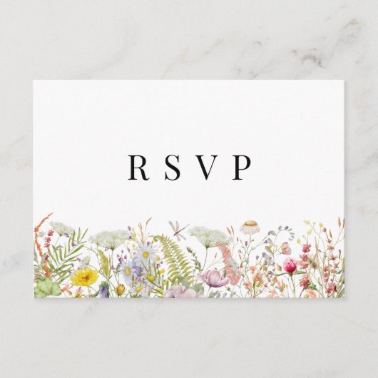 Spring Summer Wildflower Beige Boho RSVP-kaart Informatiekaartje (Voorkant)