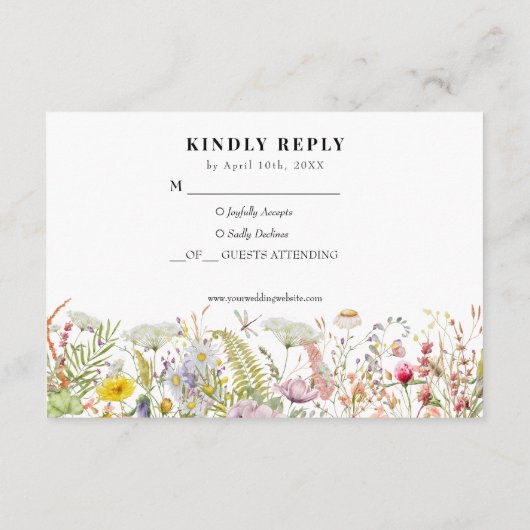 Spring Summer Wildflower Beige Boho RSVP-kaart Informatiekaartje (Achterkant)