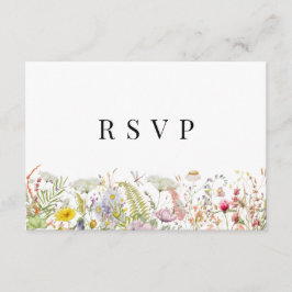 Spring Summer Wildflower Beige Boho RSVP-kaart Informatiekaartje