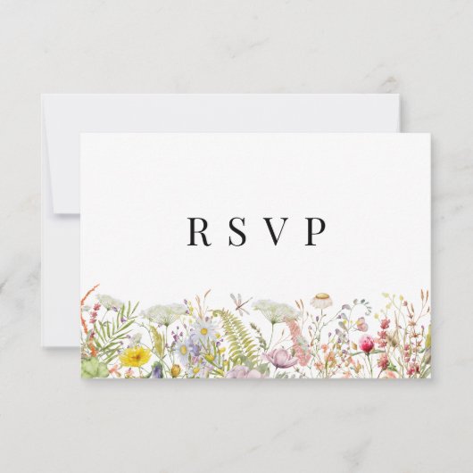 Spring Summer Wildflower Beige Boho RSVP-kaart Kaart (Voorkant)