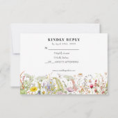 Spring Summer Wildflower Beige Boho RSVP-kaart Kaart (Achterkant)