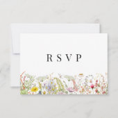 Spring Summer Wildflower Beige Boho RSVP-kaart RSVP Kaartje (Voorkant)