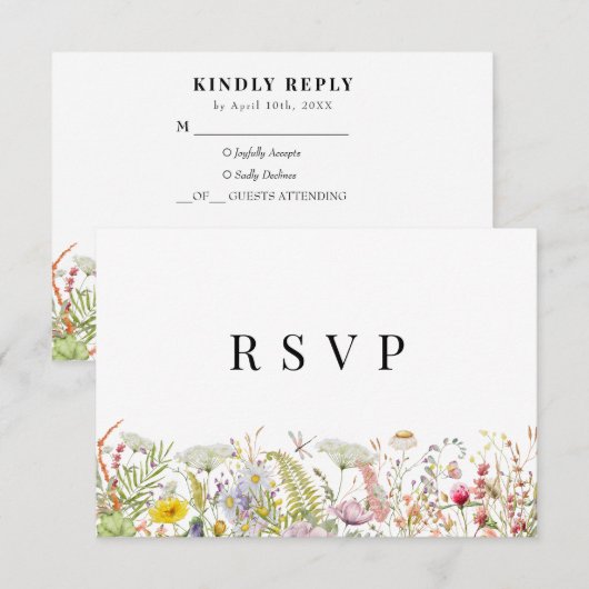 Spring Summer Wildflower Beige Boho RSVP-kaart RSVP Kaartje (Voorkant / Achterkant)