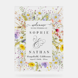 Spring Summer Wildflower Beige Boho Welkom Acryl Bord