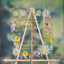 Spring Summer Wildflower Beige Boho Welkom Acryl Bord
