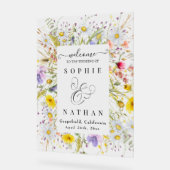 Spring Summer Wildflower Beige Boho Welkom Acryl Bord (Hoek)