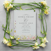 Spring Summer Wildflower Blush Blue Boho Wedding Kaart