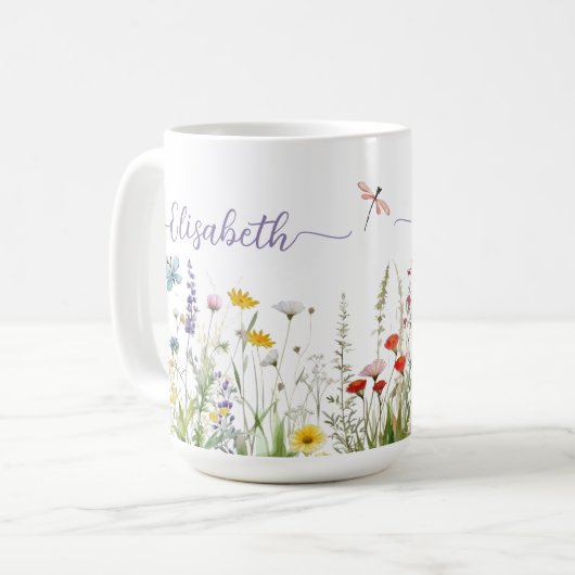 Spring Summer Wildflowers Script Naam Mok (Voorkant links)