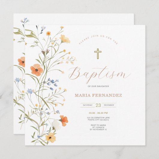 Spring Summer Wildflowers Uitnodiging (Voorkant / Achterkant)