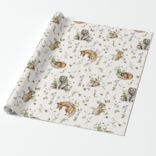 Spring Summer Woodland Animal Baby Nursery Gift Cadeaupapier