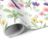 Spring Summer Yellow Pink Purple Flower Watercolor Cadeaupapier (Rol Hoek)