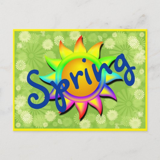 Spring Sun en bloemen Briefkaart (Voorkant)