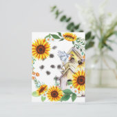 Spring Sunflower Birdhouse  Art Briefkaart (Staand voorkant)