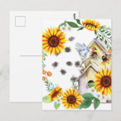 Spring Sunflower Birdhouse  Art Briefkaart (Voorkant / Achterkant)