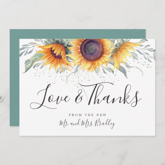 Spring Sunflower Bloom | Dank u wel Bedankkaart (Voorkant / Achterkant)