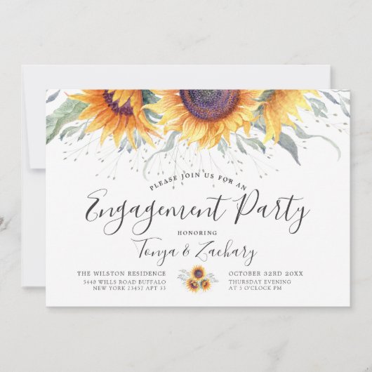 Spring Sunflower Bloom | Engagement Party Kaart (Voorkant)