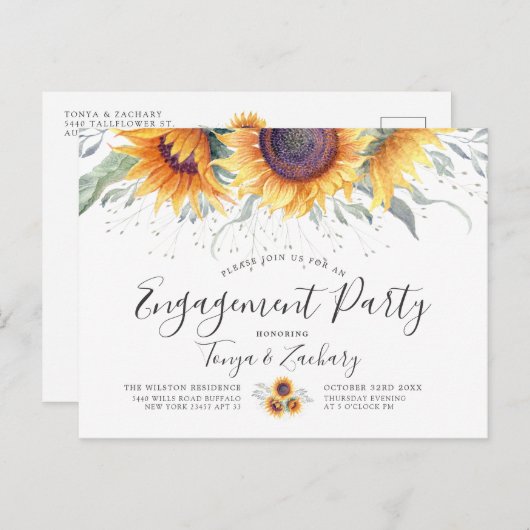 Spring Sunflower Bloom | Uitnodiging voor de indie (Voorkant / Achterkant)