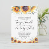 Spring Sunflower Bloom Wedding Invite Kaart (Staand voorkant)