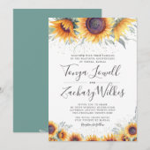 Spring Sunflower Bloom Wedding Invite Kaart (Voorkant / Achterkant)