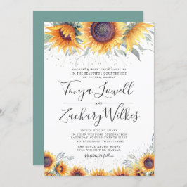 Spring Sunflower Bloom Wedding Invite Kaart