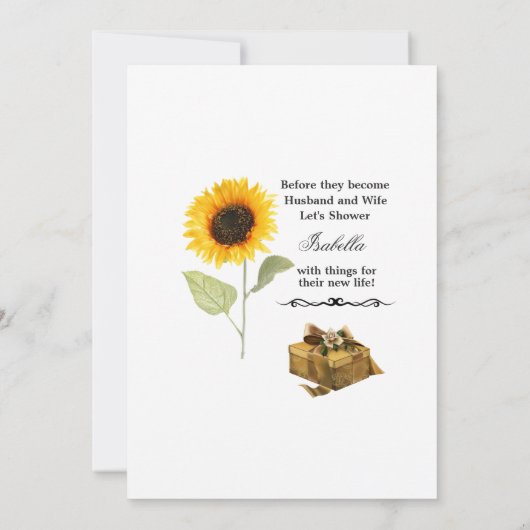 Spring Sunflower Bridal Shower Invitation Kaart (Achterkant)