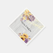 Spring Sunflower en Paars Peony Wedding Servet (Hoek)