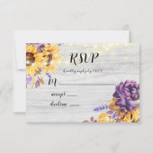 Spring Sunflower en Paarse Peony RSVP-kaarten RSVP Kaartje (Voorkant)