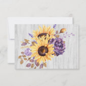 Spring Sunflower en Paarse Peony RSVP-kaarten RSVP Kaartje (Achterkant)